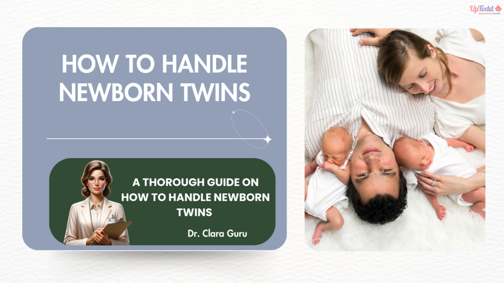 Parents taking care of newborn twins